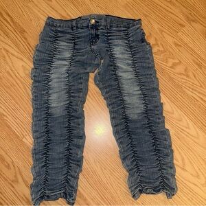 Y2K scrunched blue cropped jeans